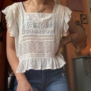 Dainty White Floral Lace Top